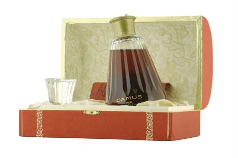 Camus La Grande Marque Cognac 1 Baccarat decanter and stopper in a