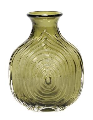 Geoffrey Baxter for Whitefriars, a meadow green textured glass Nipple vase, moulded in relief with concentric circles, patter