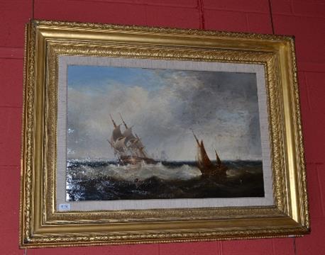 Lot 1159 - John Warkup Swift (1815-1869) Fishing boats and other shipping with light ships in the Humber