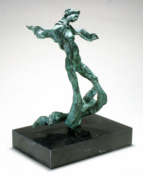 ‘Wings of Trident’. After Salvador Dali (1904-1989). A green patinated bronze sculpture. Inscribe