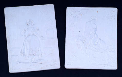 Four porcelain lithophane plaques, the subjects comprising a bust portrait of a young gentleman; 
