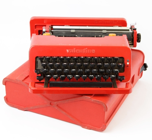 An Olivetti `Valentine` typewriter, circa 1970, designed by Ettore Sottsass, bright red with oran