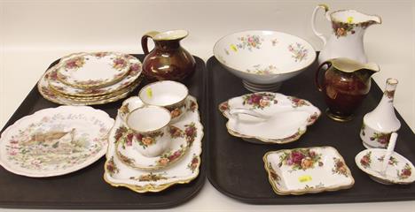 Collection of Royal Albert, Two Crown Devon jugs and a Minton Marlowe bowl.  Please note: Condition of items or other faults 