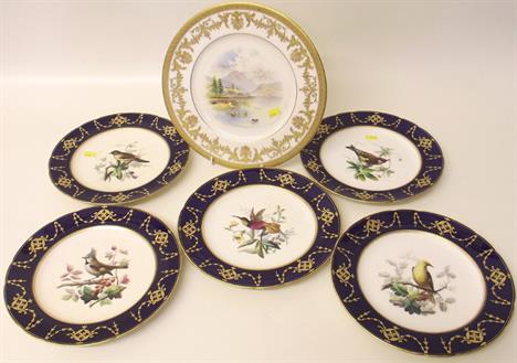 Minton dessert plates and a Coalport cabinet plate.  Please note: Condition of items or other faults for this sale is not sta