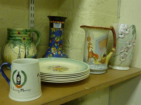 Set of six Susie Cooper dessert plates, Carlton Ware Bass beer commemorative mug