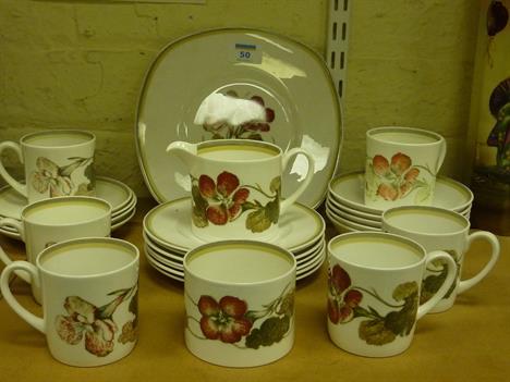 Wedgwood Susie Cooper design 'Nasturtium' matched coffee service, to include cups, saucers and plates, (a lot)