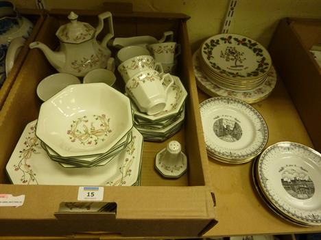 Minton 'Spring Bouquet' dinner plates, Johnson Brothers six place part dinner and tea service