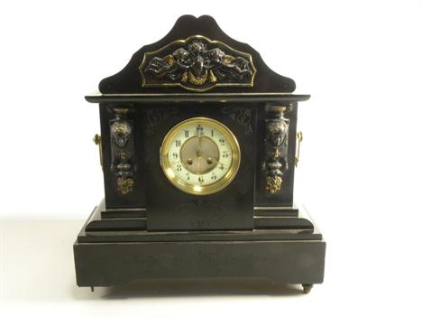 A belgian slate architectural style mantel clock