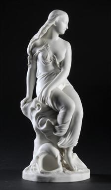 A MINTON PARIAN WARE FIGURE OF MIRANDA after the marble by John Bell, 40cm h, impressed marks, 1865 ++In fine condition
