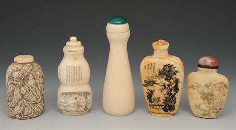 A CHINESE PLAIN IVORY SNUFF BOTTLE of tapered bottle form, 19th Century in the style of Zhou Honglai; a snuff bottle of doubl