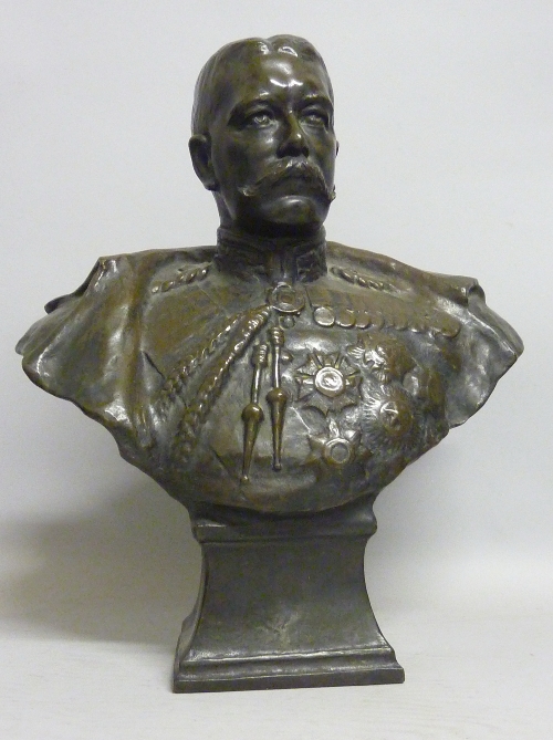 MARCH, SYDNEY (1875-1968), A bronze bust of Lord Kitchener, integral socle, signed and dated 1914