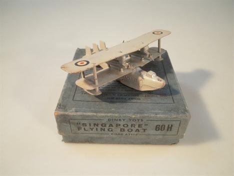 A boxed Dinky Toy 60H The Short Singapore Three Flying Boat boxed.