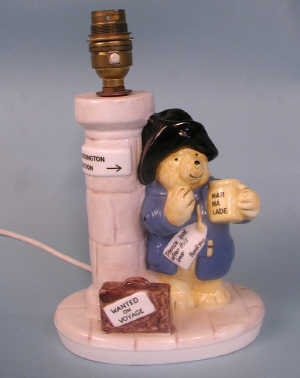 Coalport Paddington Bear table lamp waits for the train".