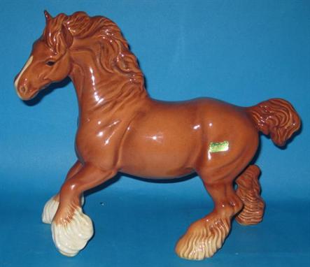 Rare Beswick Model of a Chestnut Cantering Shire 975 