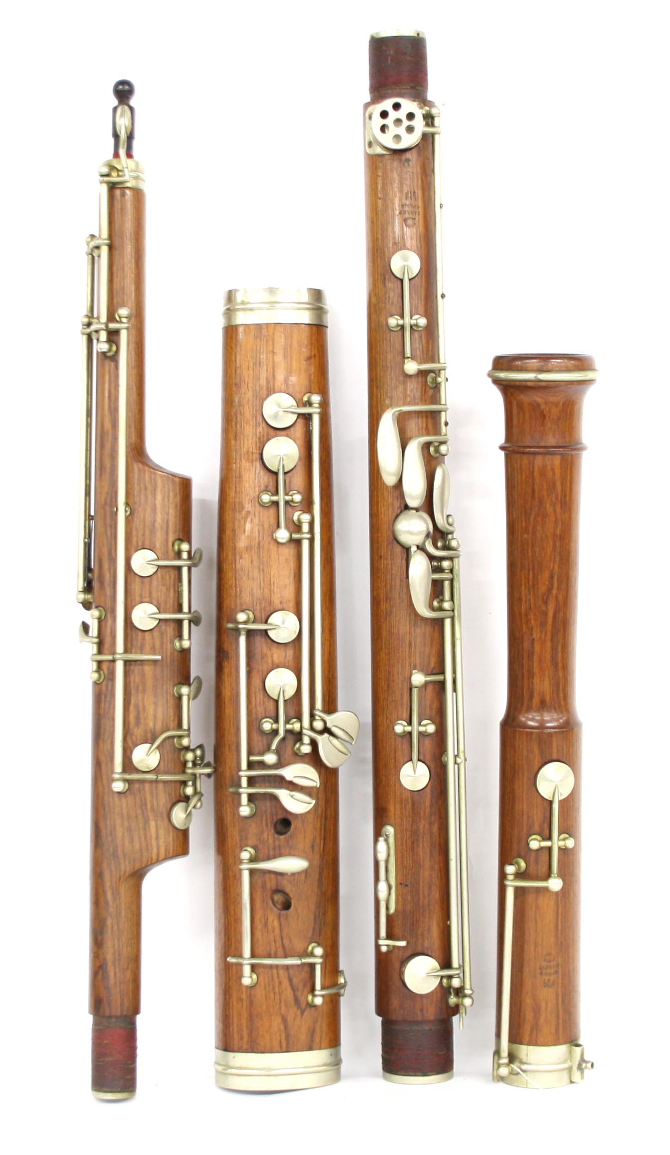 Good French rosewood bassoon by and stamped Cabart A Paris, with German