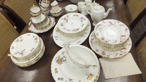 An assortment of bone china dinner and tea wares comprising Minton "Ancestral" and "Vermont", Royal Albert "Salisbury" patter