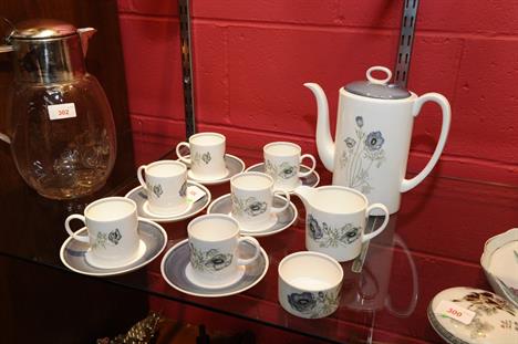 A Wedgwood Susie Cooper Design coffee set for six, in the Glen Mist pattern 