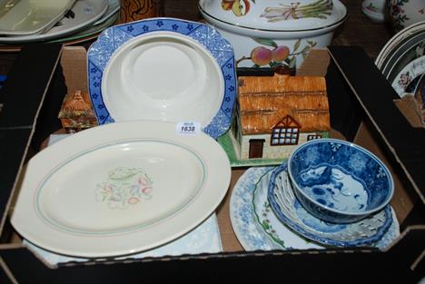 A Beswick 'House' Cheese Dish and cover, a Susie Cooper Meat Plate, Flan dish, etc.