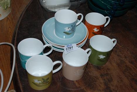 Six Coffee Cups and Saucers by Susie Cooper - one cup a/f 