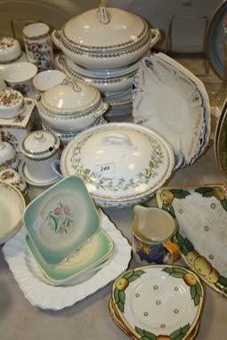 Decorative Ceramics - a Shelley Harebell pattern covered serving dish; a Shelley sandwich plate, pattern no. F 11561; a set o