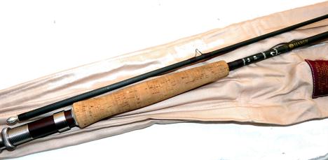 ROD: Hardy Viscount 8`6&quot; 2 piece carbon trout fly rod, line 5, anti flash grey blank whipped dark brown, snake guides, c