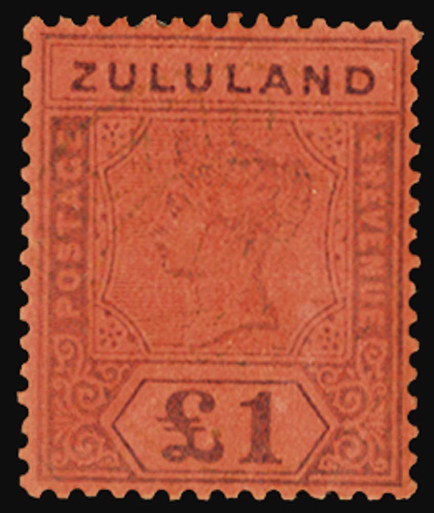 ZULULAND 189496 £1 purple/red (SG 28) very fine used with light 1897