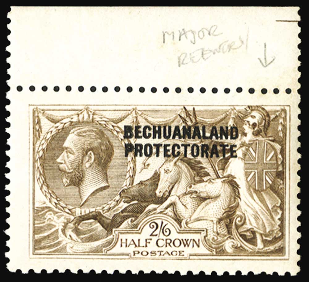 BECHUANALAND 192023 Bradbury, Wilkinson Seahorses 2s 6d chocolate