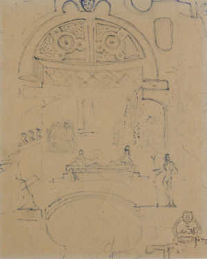 Salvador Dali, 1904-1989. SANS TITRE (DALi ET GALA Ë LA PISCINE DE PORT LIGAT), signed and dated  1975 with the Museo. Perrot