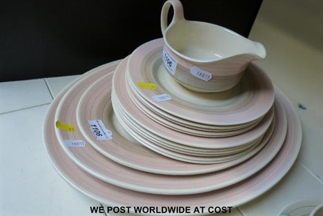 Susie Cooper Crown Works three serving plates (40.5, 35.5 & 30.25 cms), six dinner plates (22.75 cms), five dinner plates (20