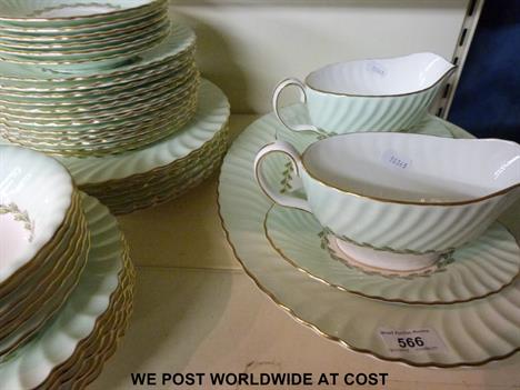 Minton "Cheviot" six-place dinner service, to include dinner and salad plates, two types of soup bowls, cereal bowls, sauce b