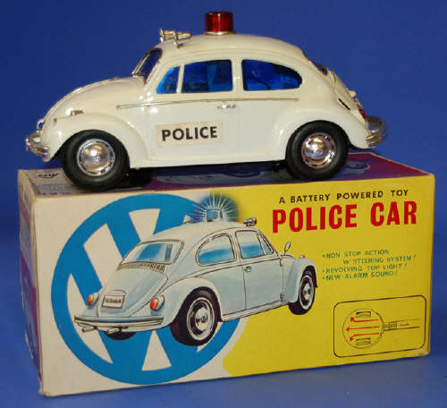 Alps Battery Powered Toy Police Car - modelled as a VW Beetle
