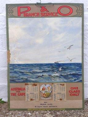 A P&amp;O 1921 showcard/calendar, 14 x 19&quot;.