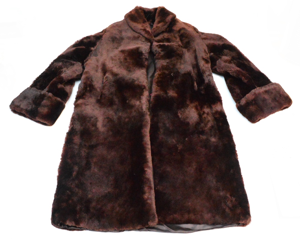 A beaver lamb full length fur coat "Glamar" by Martins of London.