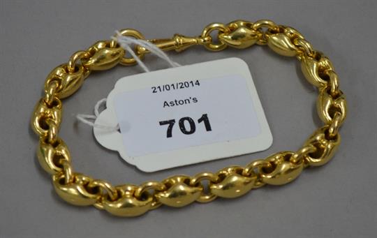 Lot 701 - POLICE > PROCEEDS OF CRIME ACT > Hallmarked 18ct Gold heavy link bracelet. 90g approx.